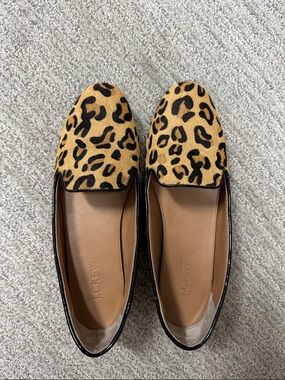J. Crew Leopard Pony Hair Loafers in Tan and Black